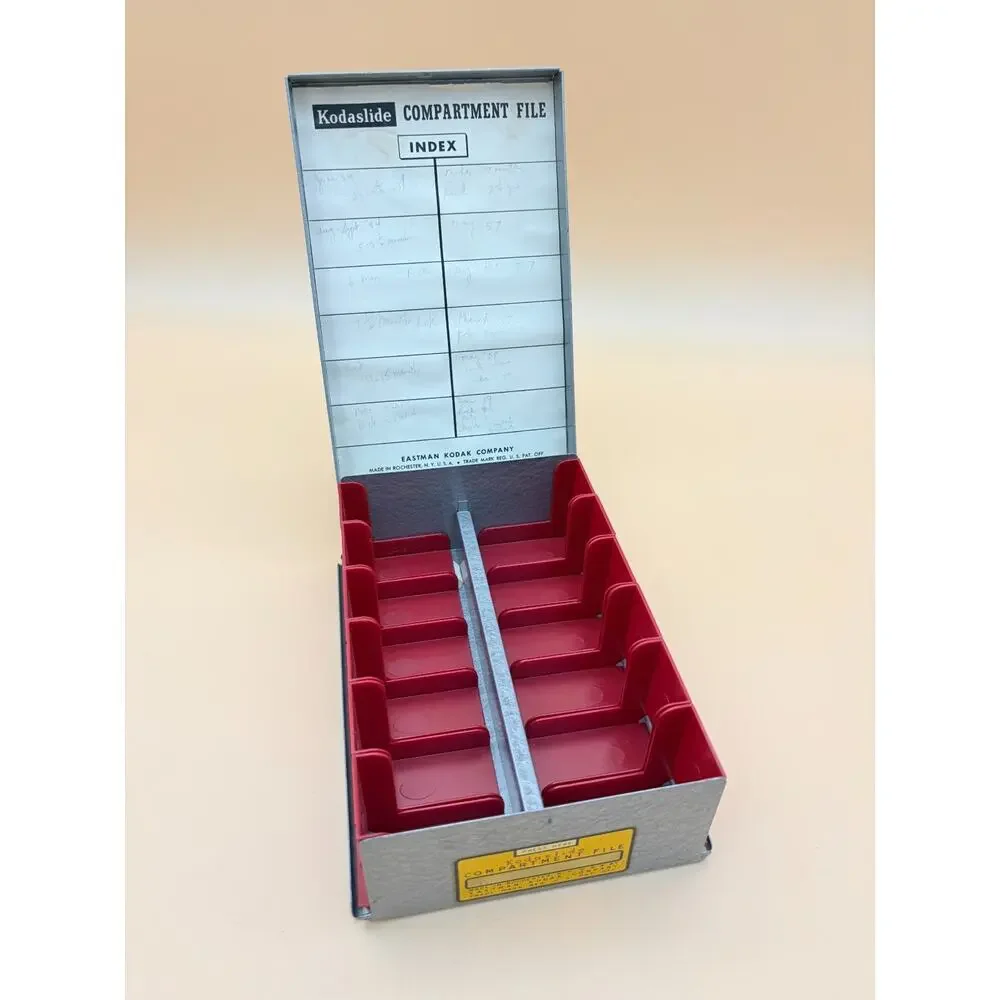 Vintage Kodak Kodaslide 35mm Slide Storage Box Metal 12 Compartment File 1950s